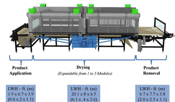 yüksek kaliteli endüstriyel toz üretim hattı lingon sus304 için kırılgan pencere kurutma makinesi