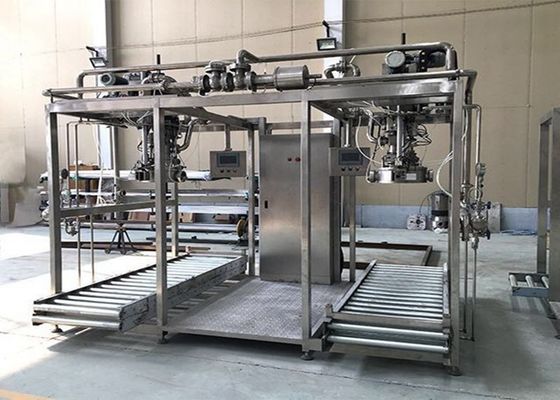 SUS304/316 Tek başlı veya çift başlı aseptik dolgu makinesi 1-220L aseptik poşet yağı/yoğurt/sosu dolgu makinesi için PLC ile